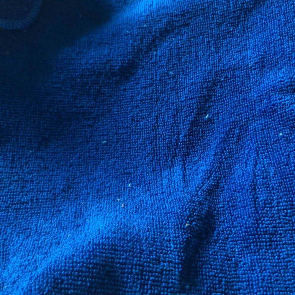 Blue Plush Towel with Yellow & Gold Logo Accent